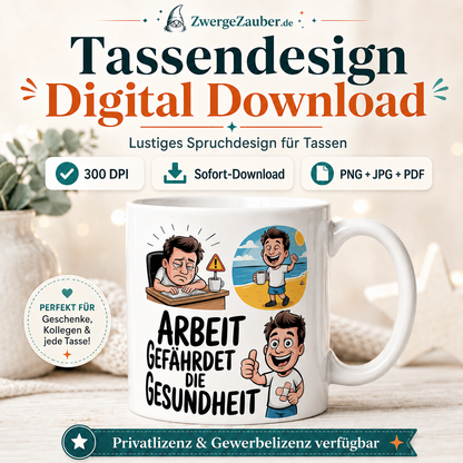 ZwergeZauber Tassendesign Arbeit gefährdet die Gesundheit – Verkaufsbild 2