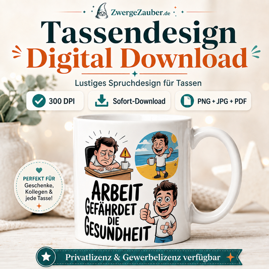 ZwergeZauber Tassendesign Arbeit gefährdet die Gesundheit – Verkaufsbild 2