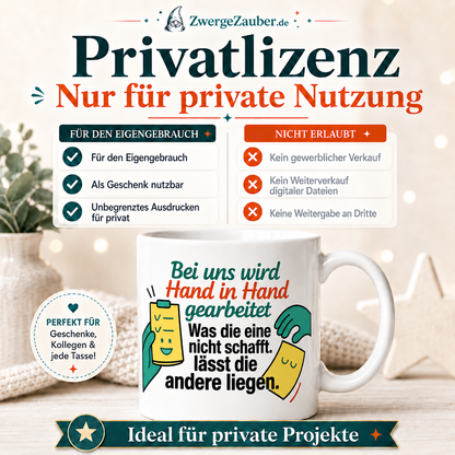 ZwergeZauber Tassendesign Bei uns wird Hand in Hand gearbeitet – Verkaufsbild 3