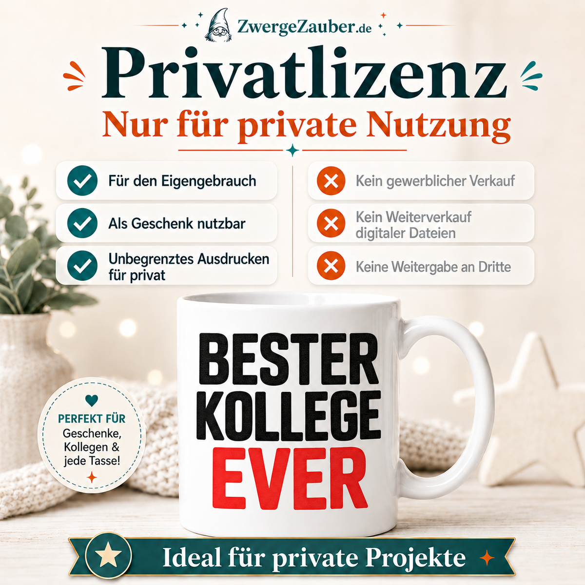 ZwergeZauber Tassendesign Bester Kollege Ever – Verkaufsbild 3