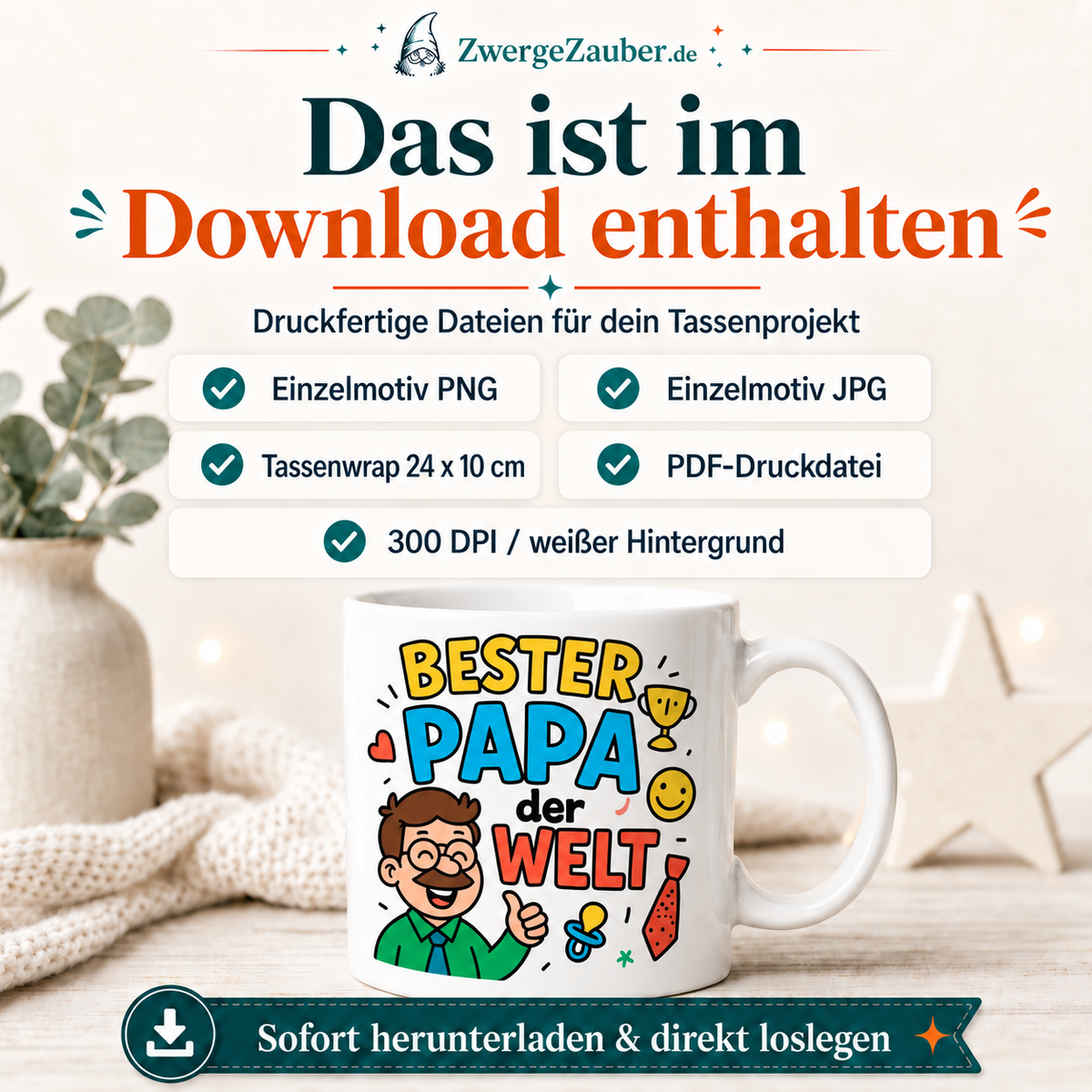 ZwergeZauber Tassendesign Bester Papa der Welt – Verkaufsbild 2