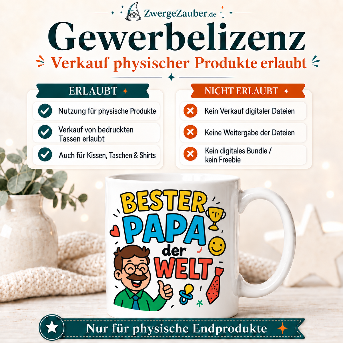 ZwergeZauber Tassendesign Bester Papa der Welt – Verkaufsbild 4