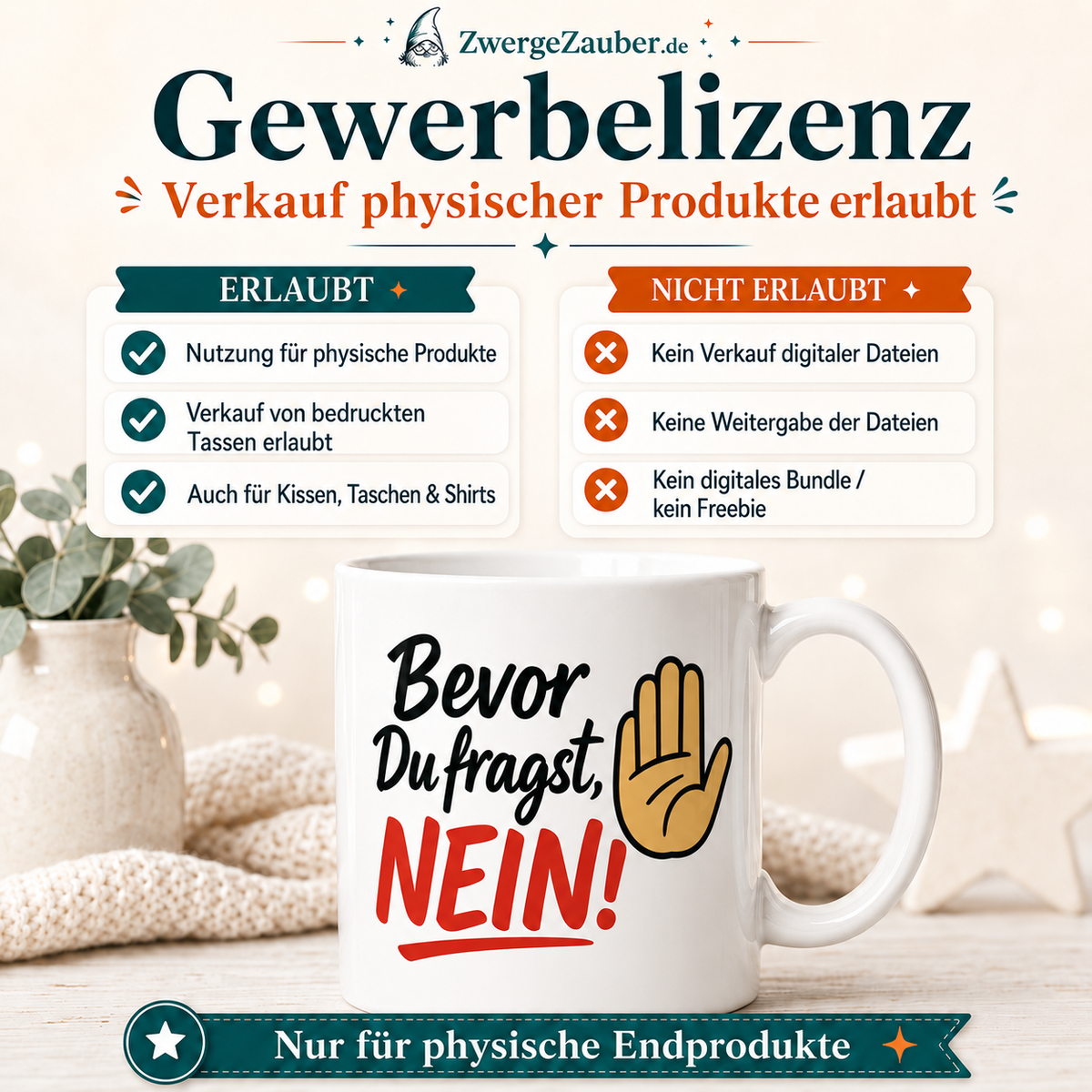 ZwergeZauber Tassendesign Bevor Du fragst, NEIN! – Verkaufsbild 4