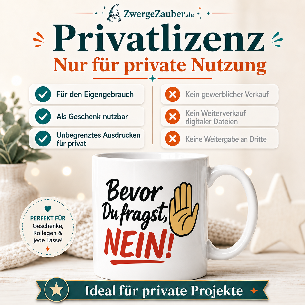 ZwergeZauber Tassendesign Bevor Du fragst, NEIN! – Verkaufsbild 3