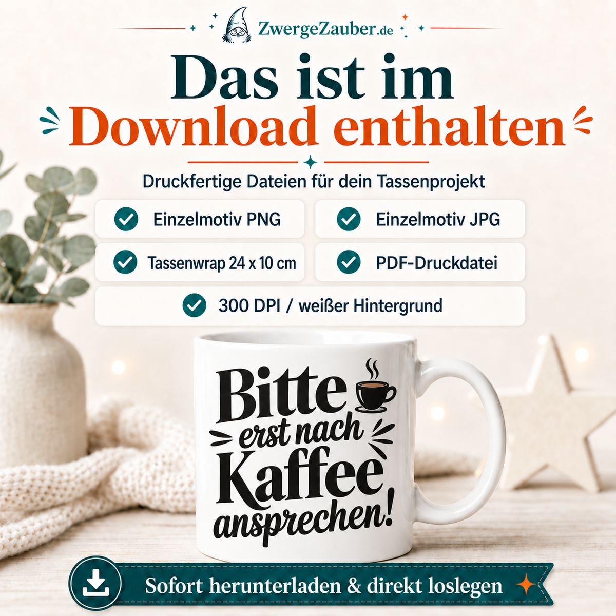 ZwergeZauber Tassendesign Bitte erst nach Kaffee ansprechen – Verkaufsbild 2
