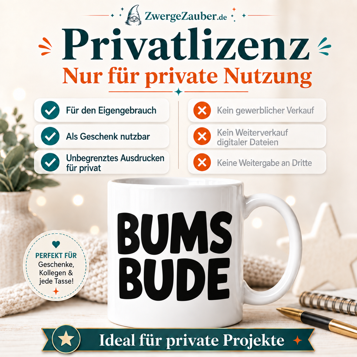 ZwergeZauber Tassendesign BUMS BUDE – Verkaufsbild 3