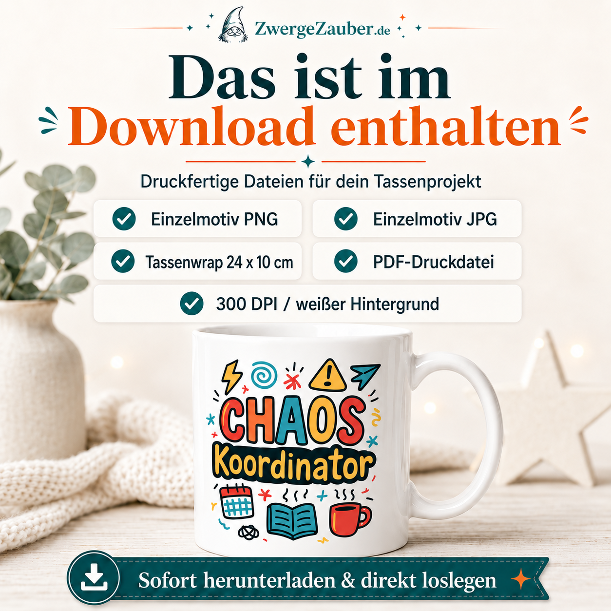 ZwergeZauber Tassendesign Chaos Koordinator – Verkaufsbild 2