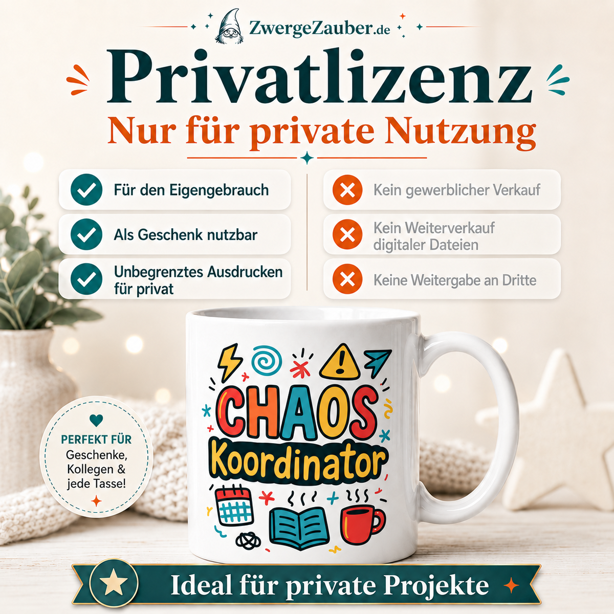 ZwergeZauber Tassendesign Chaos Koordinator – Verkaufsbild 3