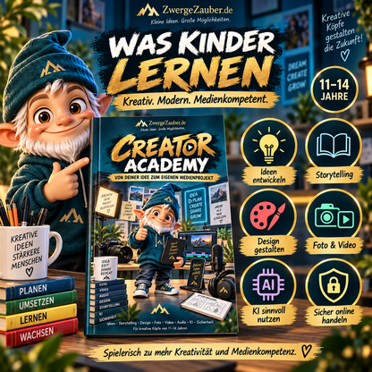 Medienkompetenz für Kinder und Jugendliche – Creator Academy mit Ideenentwicklung, Storytelling, Design, Foto und Video, KI-Nutzung und sicherem Verhalten im Internet