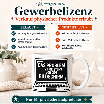 ZwergeZauber Tassendesign Das Problem sitzt meistens vor dem Bildschirm – Verkaufsbild 4