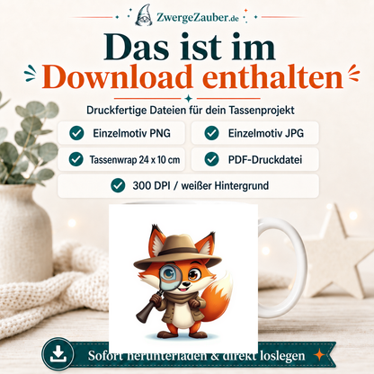 ZwergeZauber Tassendesign Detektiv-Fuchs mit Lupe – Verkaufsbild 2