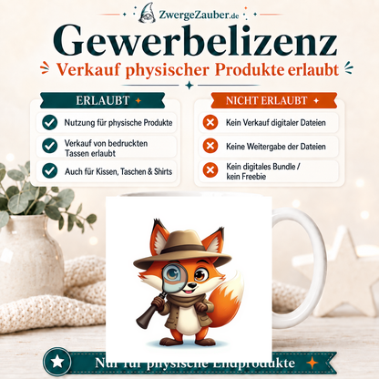 ZwergeZauber Tassendesign Detektiv-Fuchs mit Lupe – Verkaufsbild 4