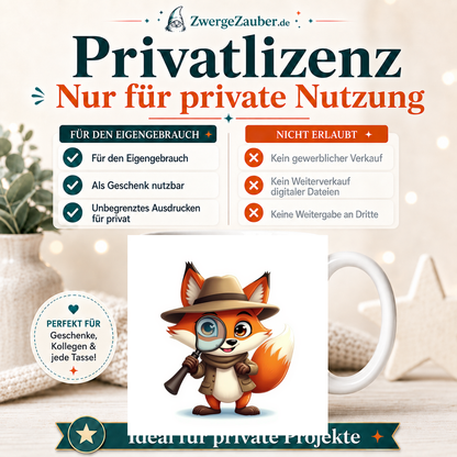 ZwergeZauber Tassendesign Detektiv-Fuchs mit Lupe – Verkaufsbild 3