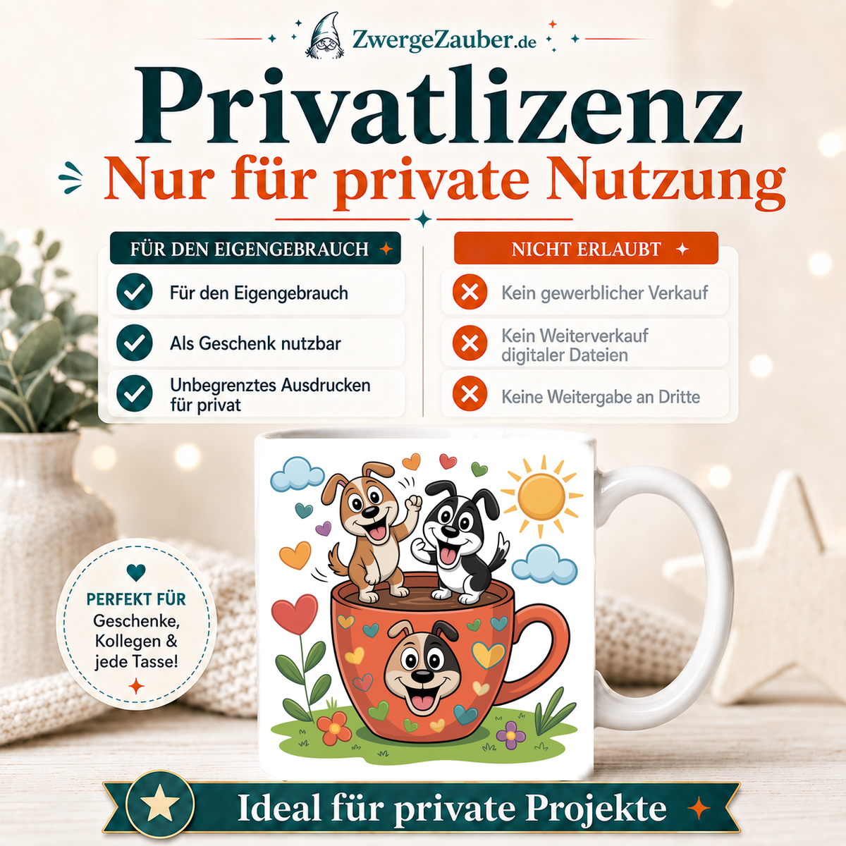 ZwergeZauber Tassendesign Drei Hunde in einer Tasse – Verkaufsbild 3