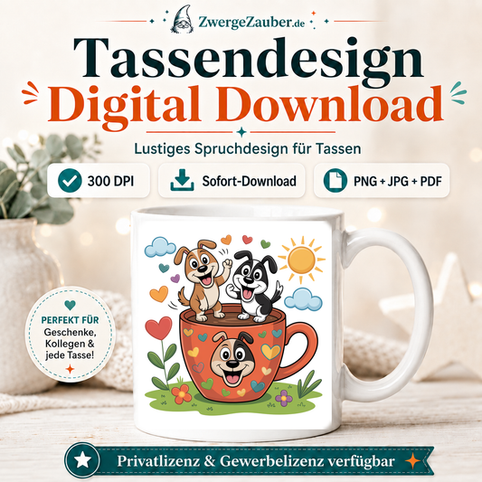 ZwergeZauber Tassendesign Drei Hunde in einer Tasse – Verkaufsbild 1