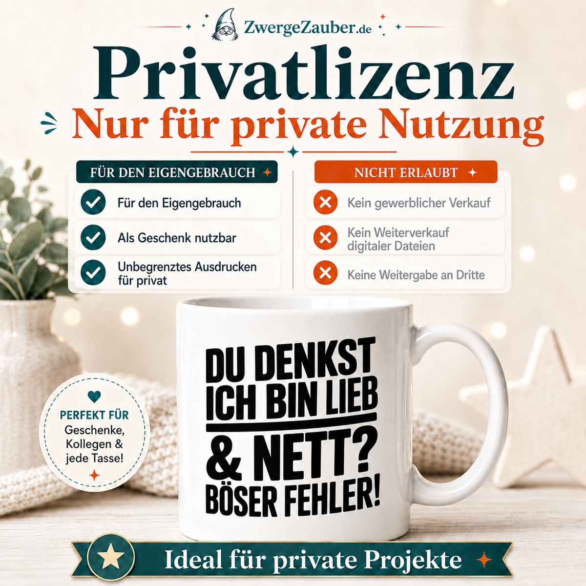 ZwergeZauber Tassendesign Du denkst ich bin lieb und nett Böser Fehler – Verkaufsbild 3