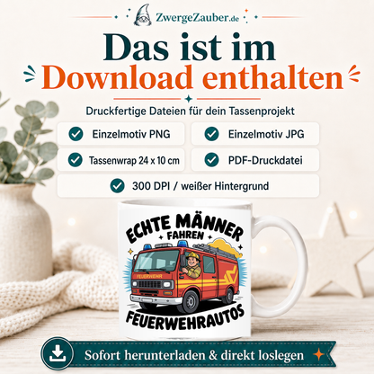 ZwergeZauber Tassendesign Echte Männer fahren Feuerwehrautos – Verkaufsbild 2