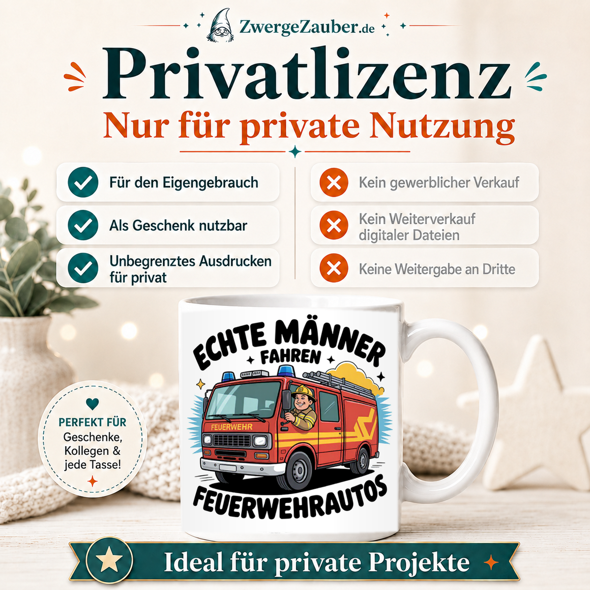 ZwergeZauber Tassendesign Echte Männer fahren Feuerwehrautos – Verkaufsbild 3