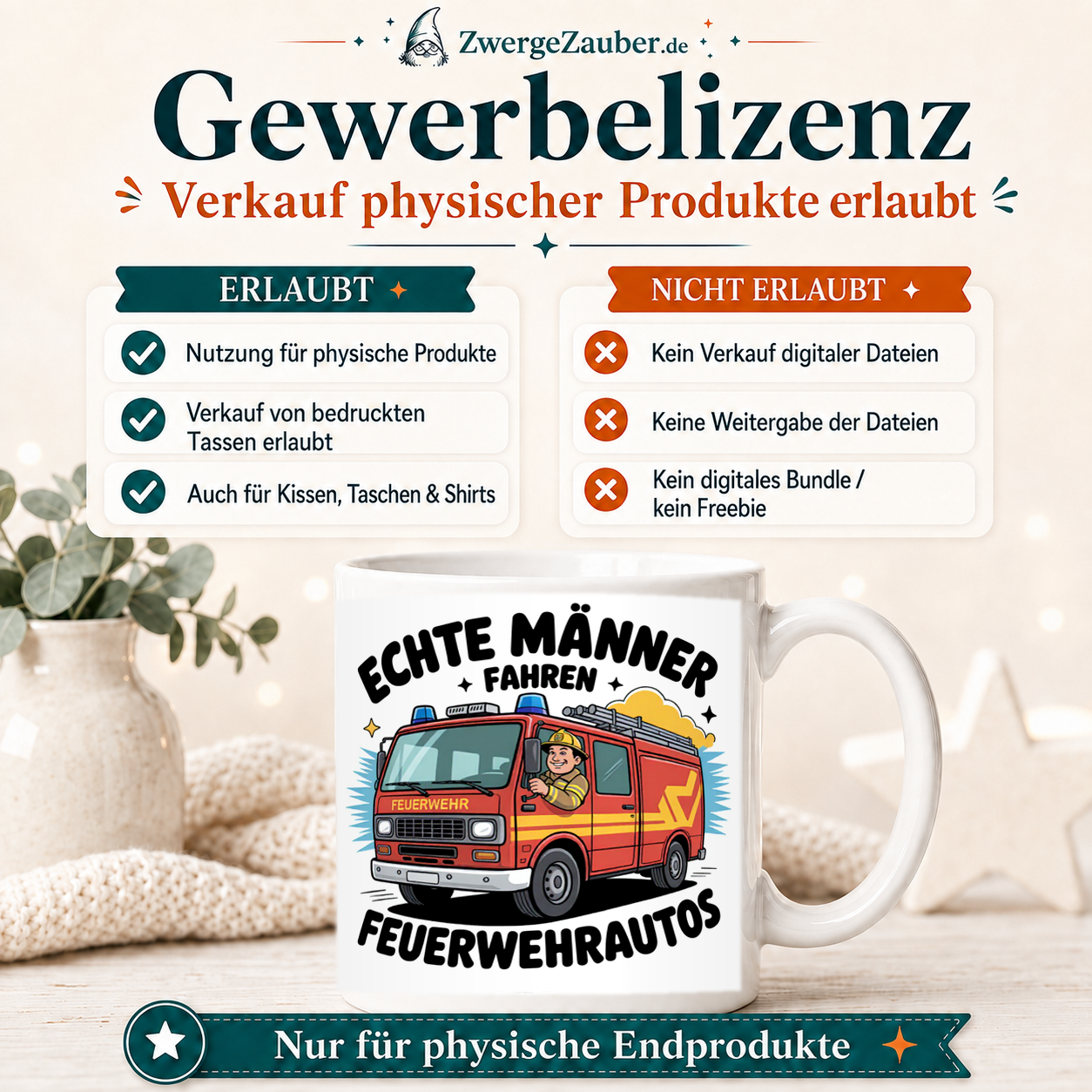 ZwergeZauber Tassendesign Echte Männer fahren Feuerwehrautos – Verkaufsbild 4
