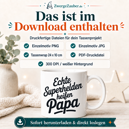 ZwergeZauber Tassendesign Echte Superhelden heißen Papa  – Verkaufsbild 2