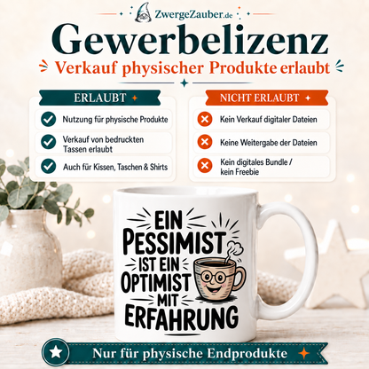 ZwergeZauber Tassendesign Ein Pessimist ist ein Optimist mit Erfahrung – Verkaufsbild 4