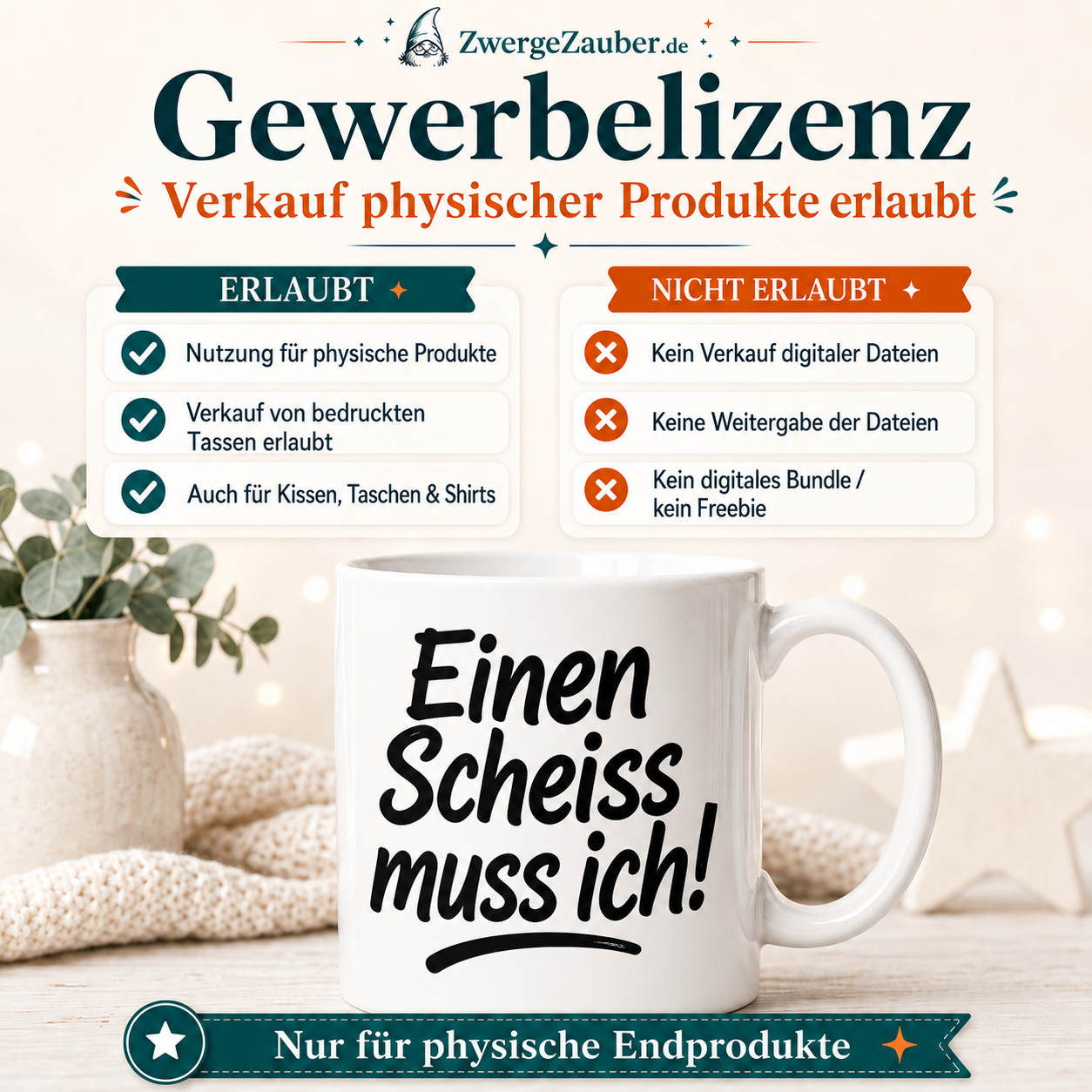 Einen Scheiss muss ich! | Lustiges Tassendesign Digital Download | PNG JPG PDF