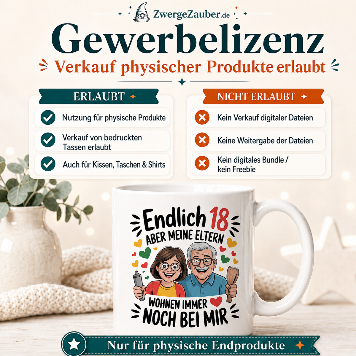 ZwergeZauber Tassendesign Endlich 18 – aber meine Eltern wohnen immer noch bei mir – Verkaufsbild 4