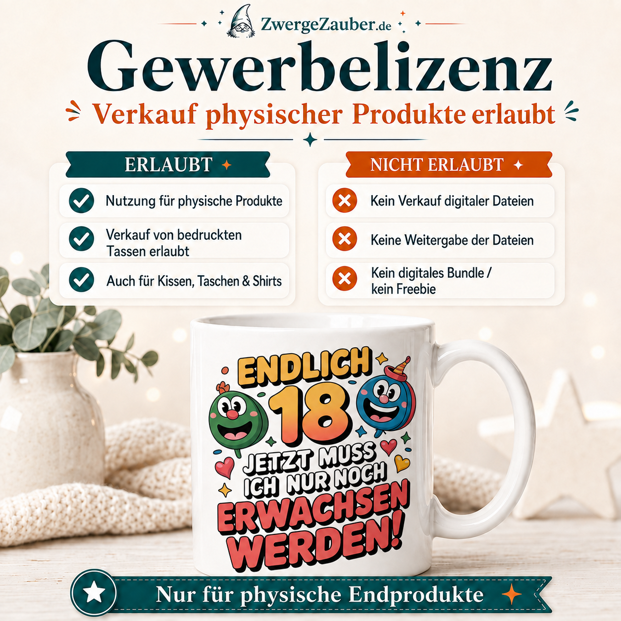 ZwergeZauber Tassendesign Endlich 18 – Jetzt muss ich nur noch erwachsen werden – Verkaufsbild 4