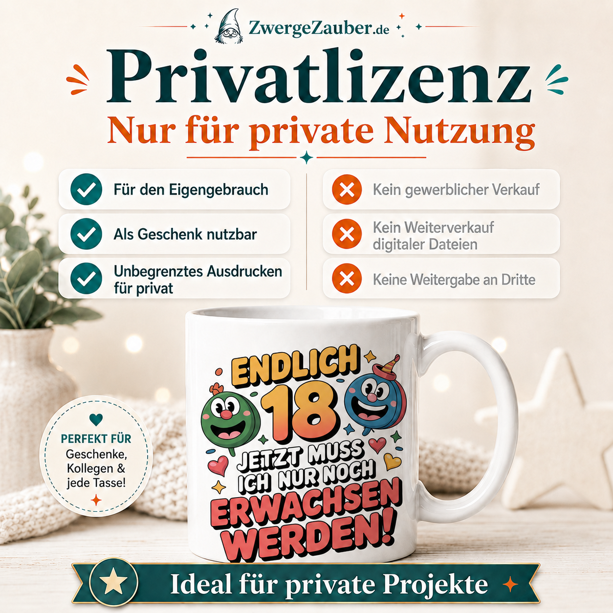 ZwergeZauber Tassendesign Endlich 18 – Jetzt muss ich nur noch erwachsen werden – Verkaufsbild 3