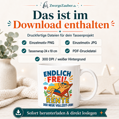 ZwergeZauber Tassendesign Endlich frei – Rente der neue Vollzeit-Job – Verkaufsbild 2