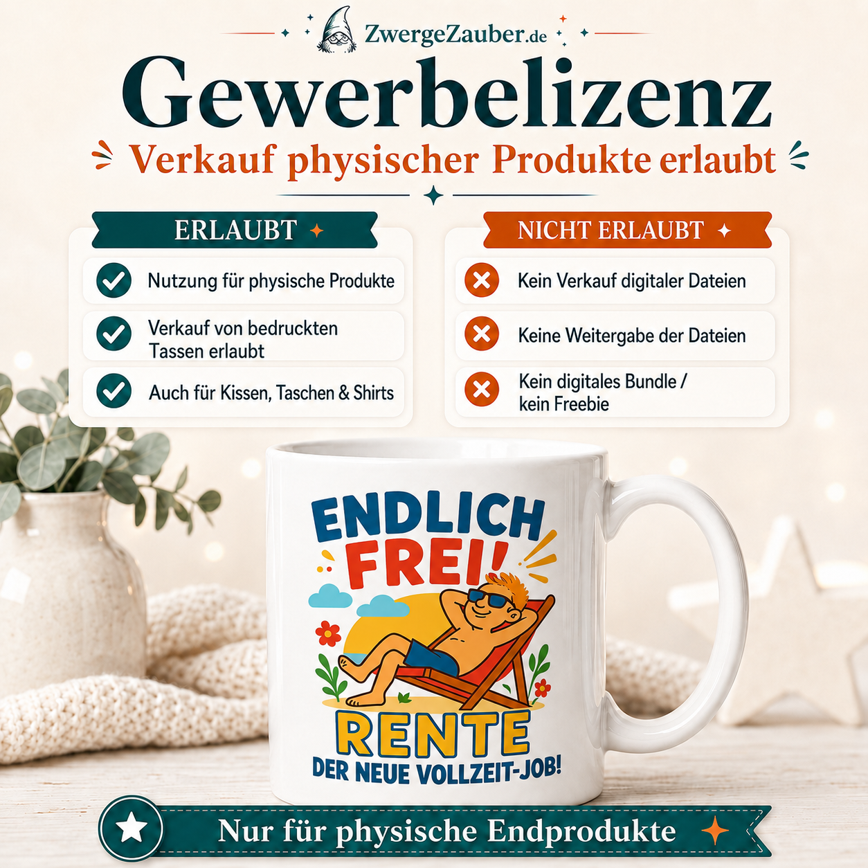 ZwergeZauber Tassendesign Endlich frei – Rente der neue Vollzeit-Job – Verkaufsbild 4