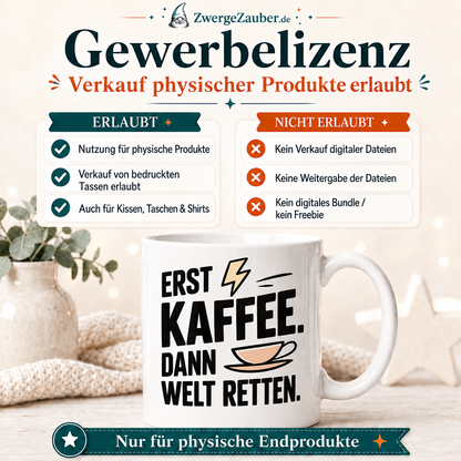 ZwergeZauber Tassendesign Erst Kaffee dann Welt retten – Verkaufsbild 4