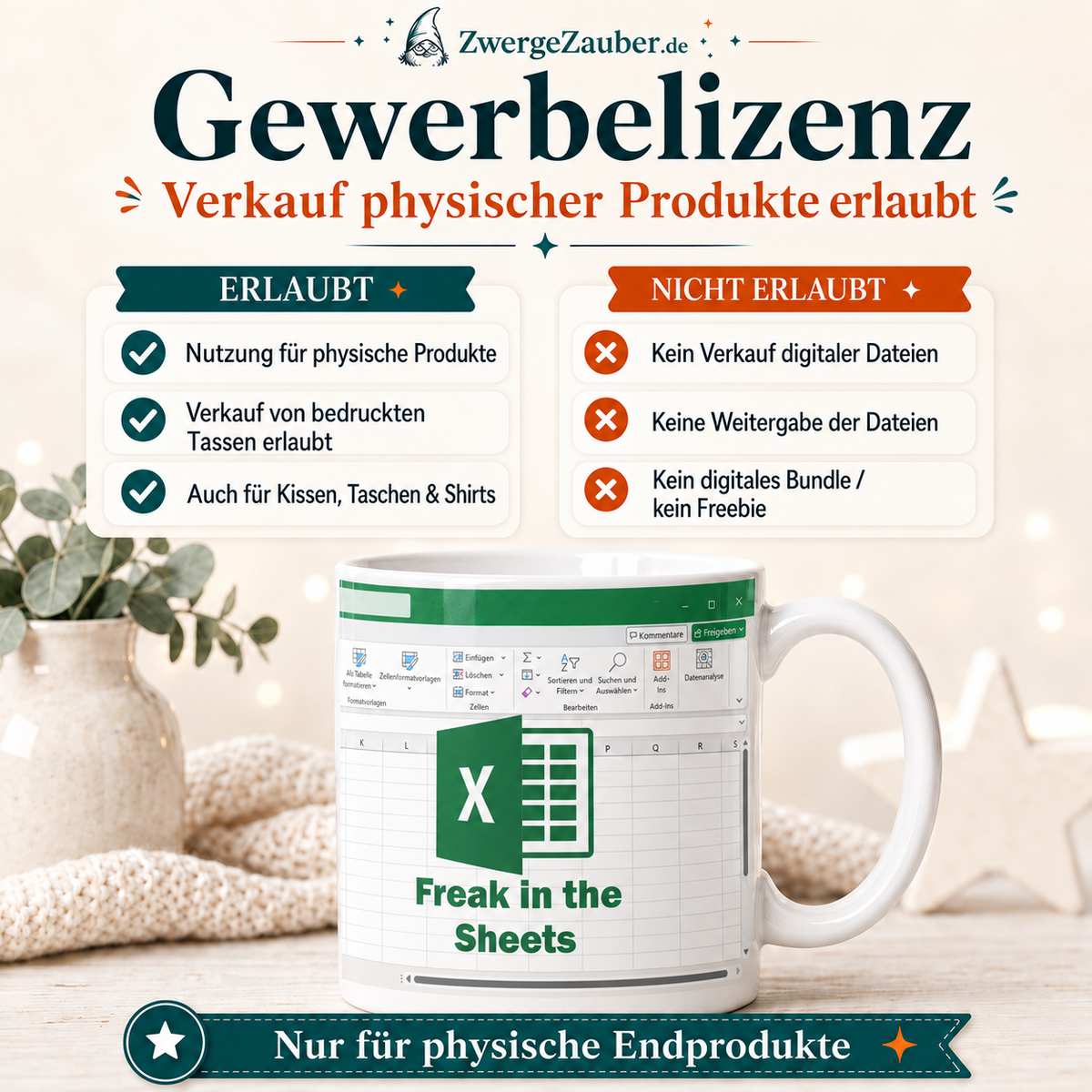 Freak in the Sheets Tassendesign Digitaler Download – Lustiges Excel Büro Motiv als PNG, JPG & PDF