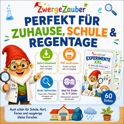 Experimente für Kinder als kreative Beschäftigung für Regentage, Ferien und Zuhause – PDF zum Ausdrucken