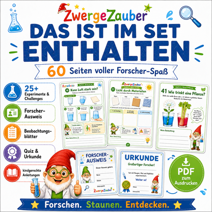 Alt-Text: Forscher-Spaß für Kinder mit einfachen Experimenten zu Wasser, Luft, Farben, Licht und Natur