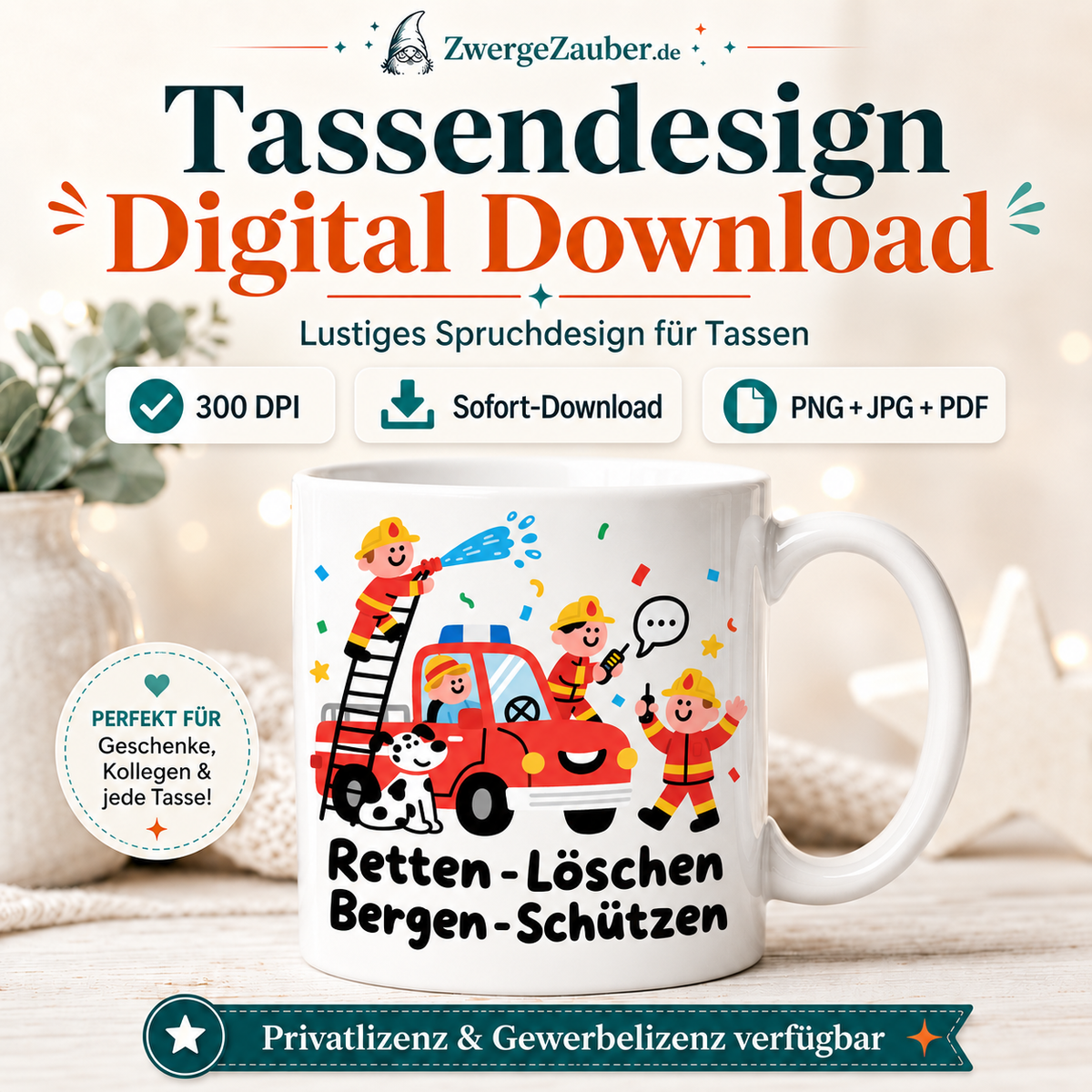 ZwergeZauber Tassendesign Retten Löschen Bergen Schützen – Verkaufsbild 1