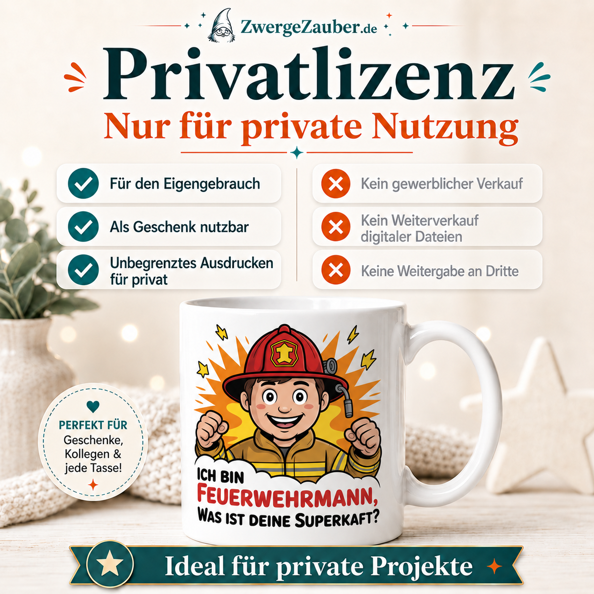 ZwergeZauber Tassendesign Ich bin Feuerwehrmann, was ist deine Superkraft? – Verkaufsbild 3