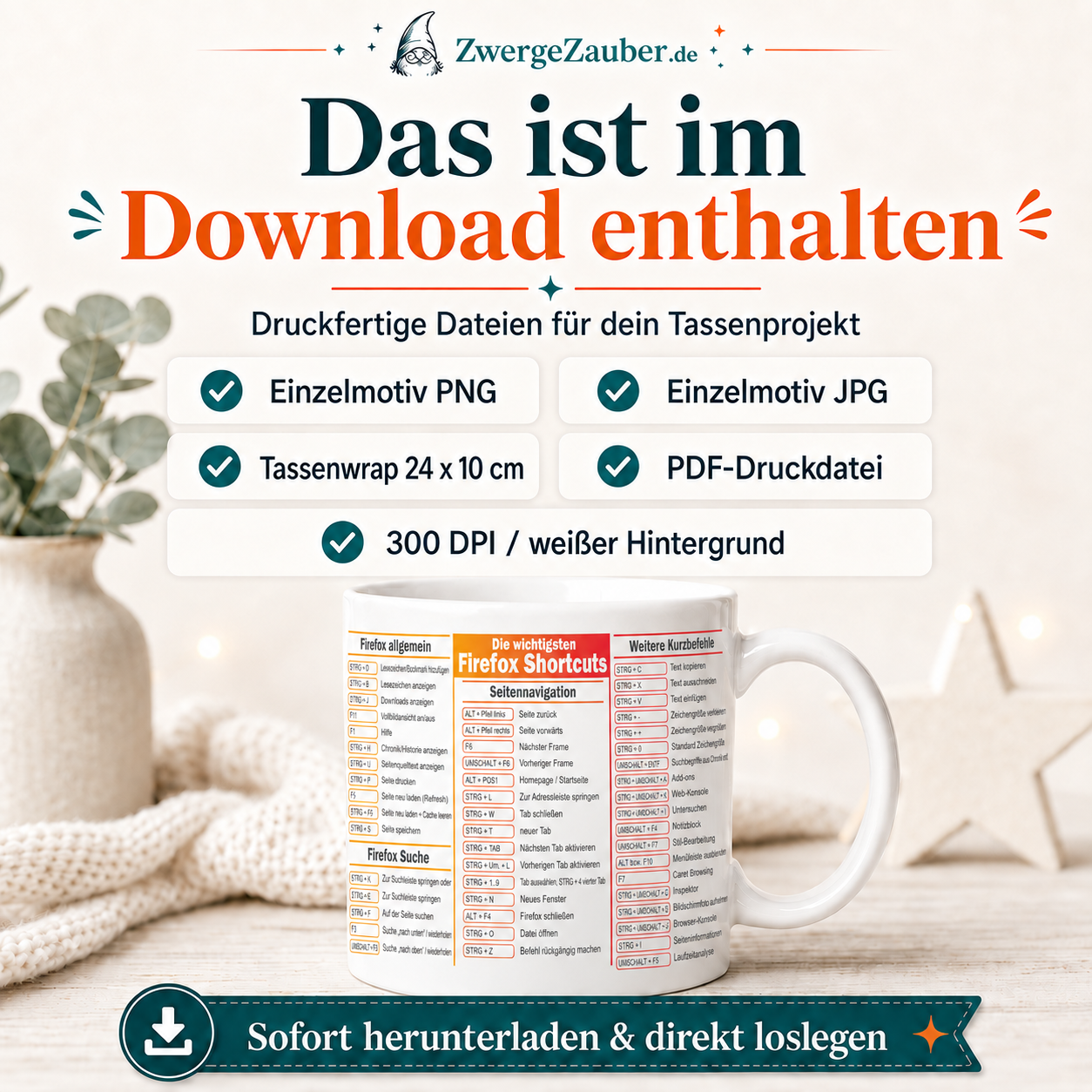 ZwergeZauber Tassendesign Firefox Shortcuts Design – Verkaufsbild 2