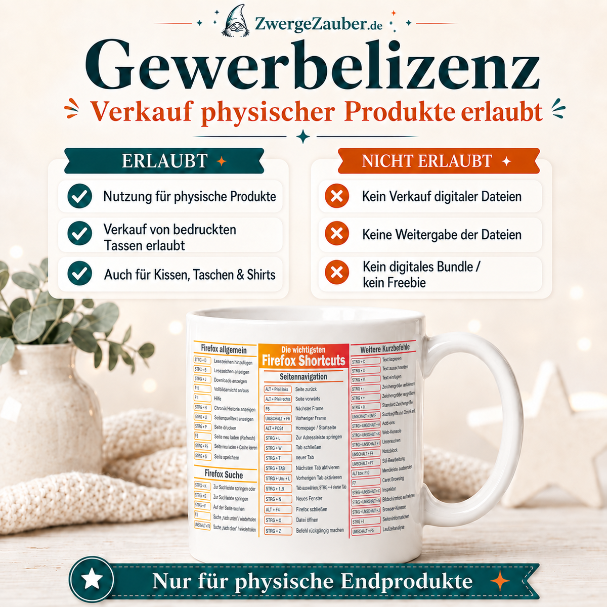 ZwergeZauber Tassendesign Firefox Shortcuts Design – Verkaufsbild 4