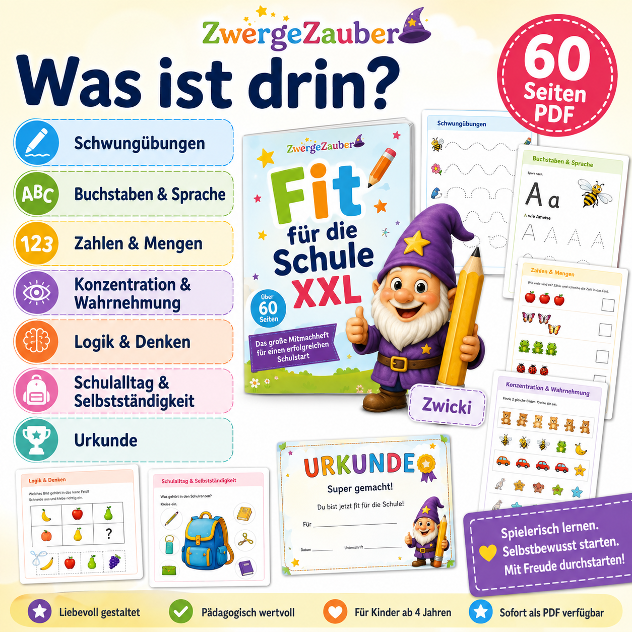 Fit für die Schule XXL mit Übungen zu Buchstaben, Zahlen, Logik, Konzentration und Feinmotorik