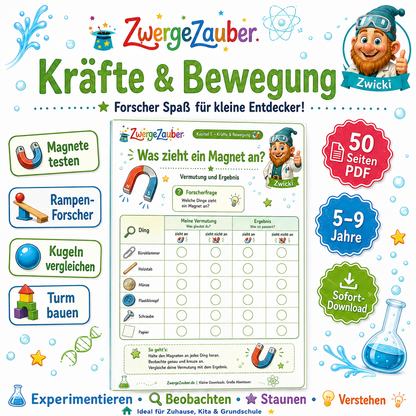 Experimente zu Magneten, Kräften und Bewegung für Kinder im Forscherlabor XXL von ZwergeZauber