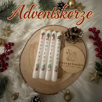 Adventskerze Tafelkerze bedruckt, Weihnachtskerze, Kerze mit Aufdruck, Deko Kerze, Geschenkidee