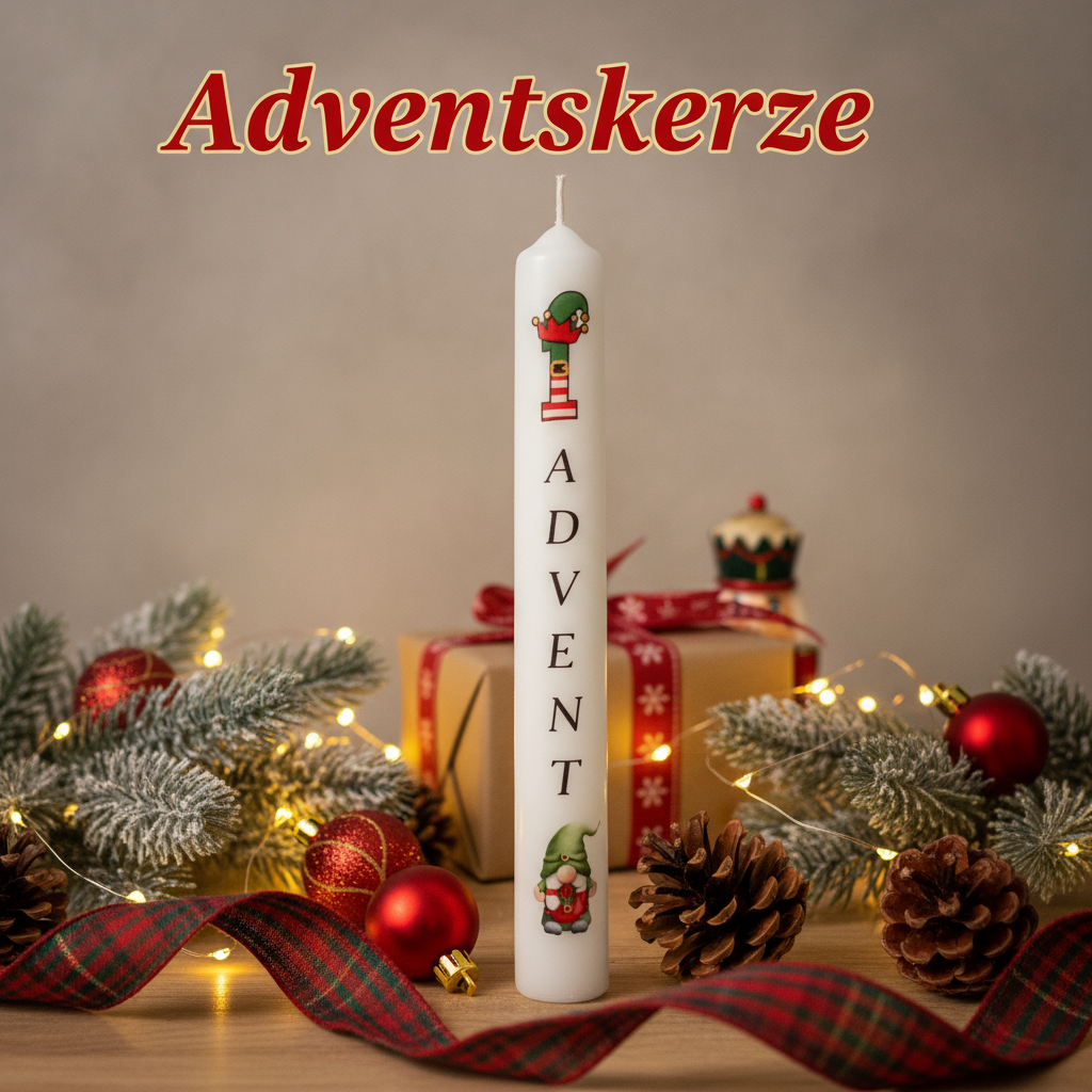 Adventskerze Tafelkerze bedruckt, Weihnachtskerze, Kerze mit Aufdruck, Deko Kerze, Geschenkidee