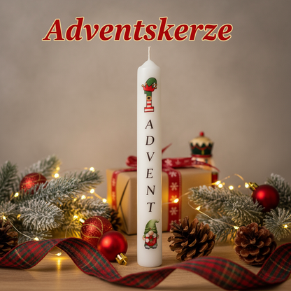 Adventskerze Tafelkerze bedruckt, Weihnachtskerze, Kerze mit Aufdruck, Deko Kerze, Geschenkidee