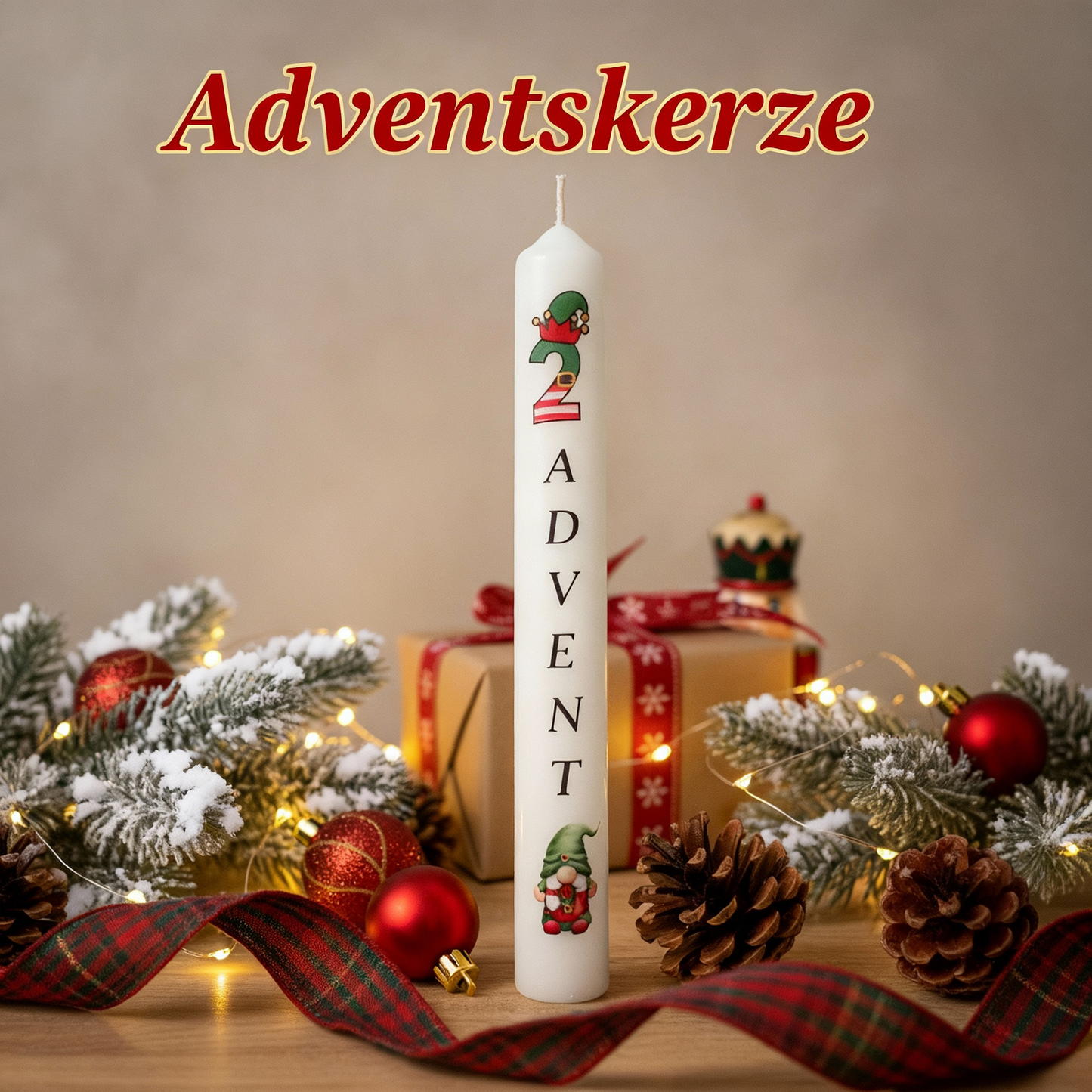 Adventskerze Tafelkerze bedruckt, Weihnachtskerze, Kerze mit Aufdruck, Deko Kerze, Geschenkidee
