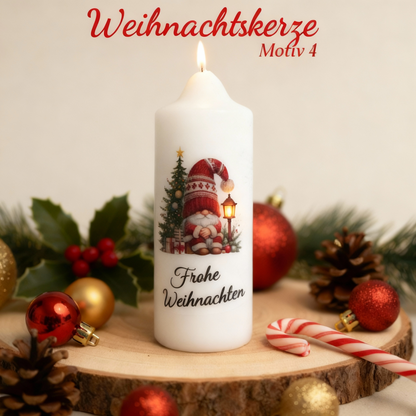 Christmas candle printed with Christmas motif, various motifs