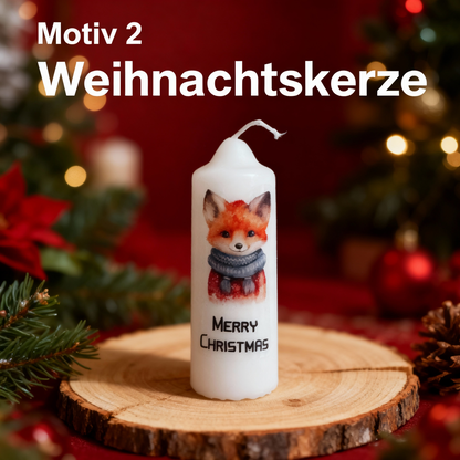 Christmas candle printed with cute Christmas motif, various motifs