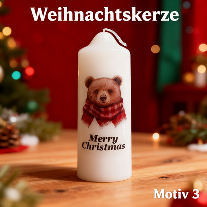 Christmas candle printed with cute Christmas motif, various motifs