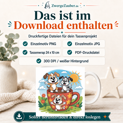 ZwergeZauber Tassendesign Fröhliche Hunde in der Tasse – Verkaufsbild 2