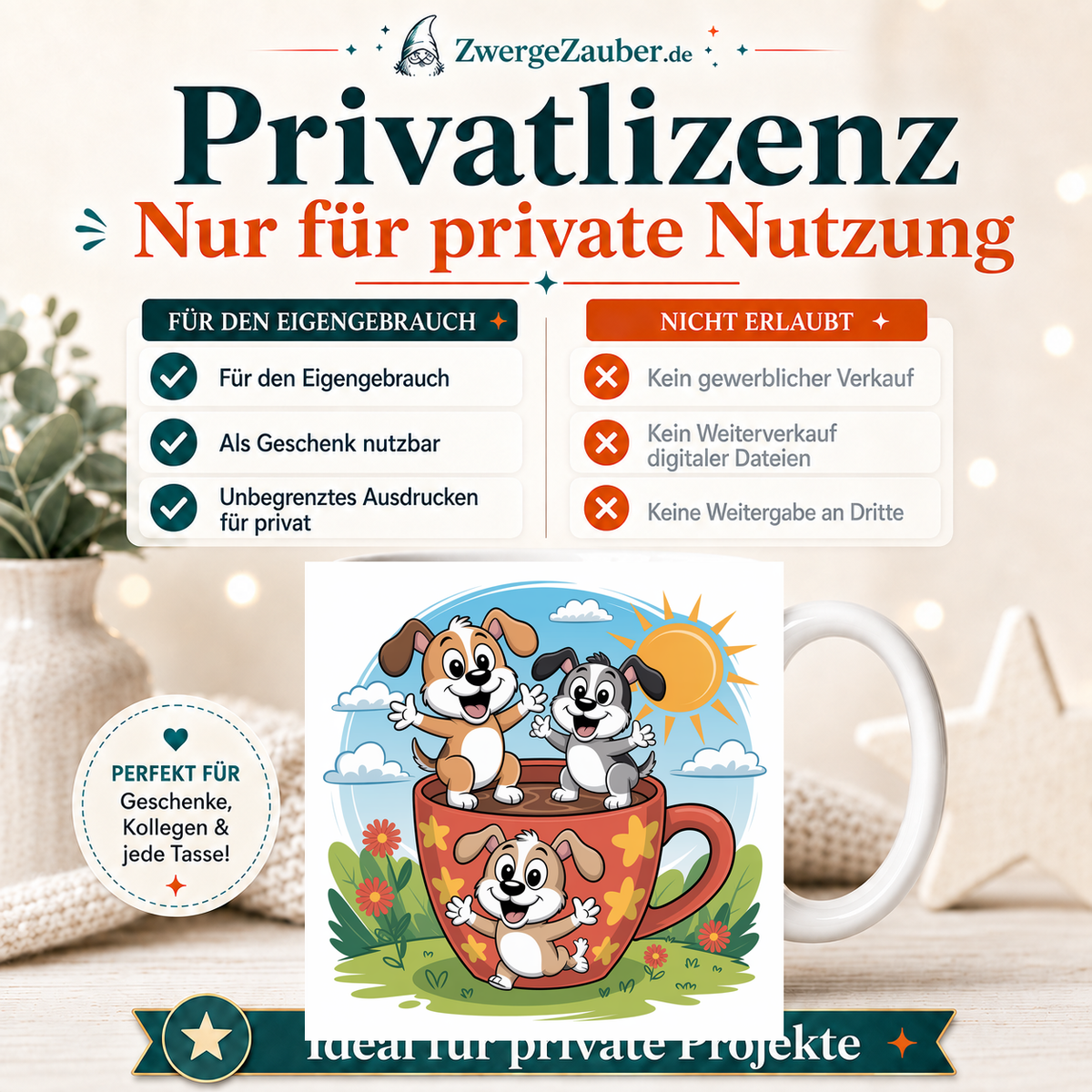 ZwergeZauber Tassendesign Fröhliche Hunde in der Tasse – Verkaufsbild 3